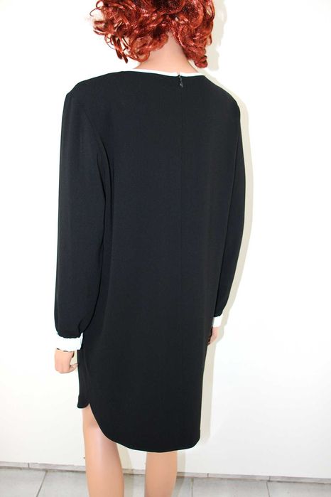 MARC CAIN elegancka sukienka czarna wizytowa długi rękaw 36/38 S/M N3