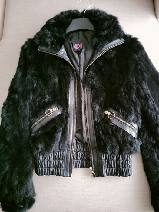 Casaco/blusão em pele  verdadeira e pêlo/Mango S(portes incluídos)