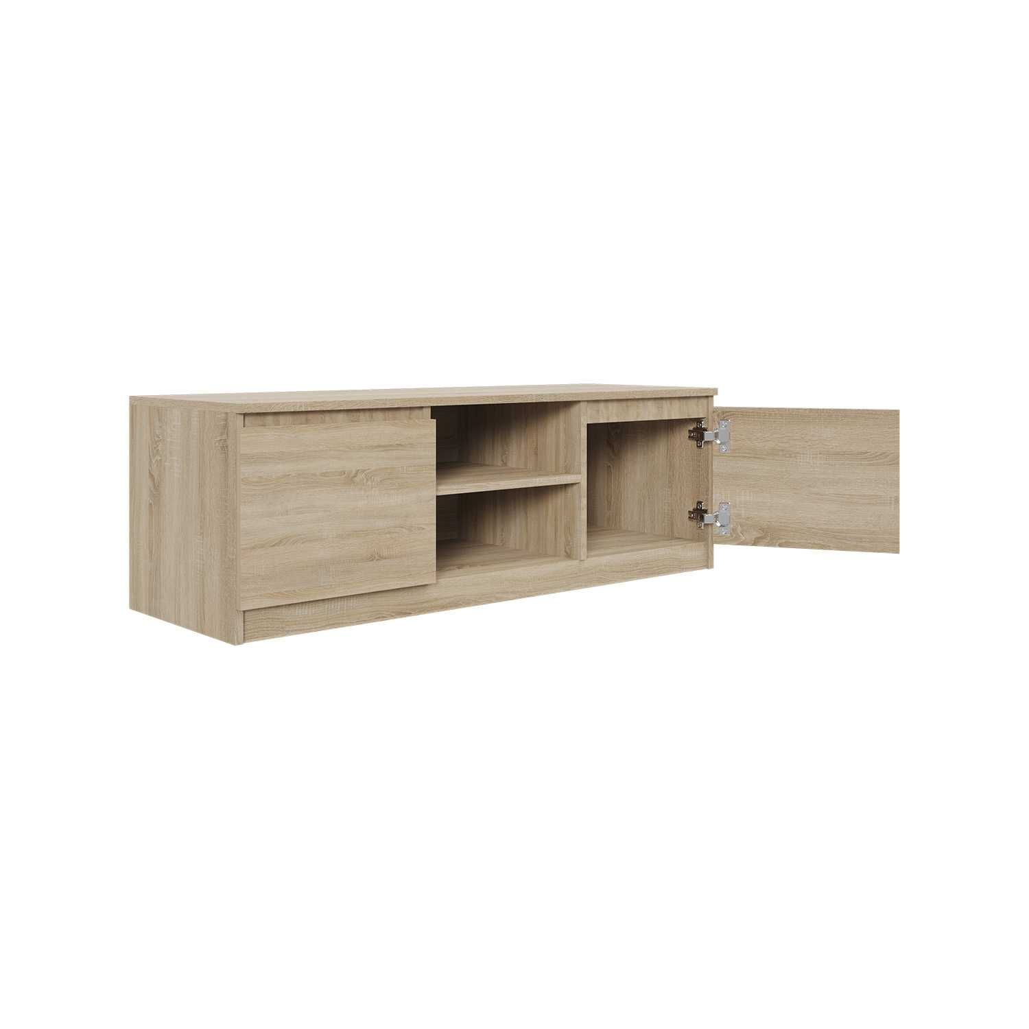 Szafka RTV komoda 120 cm / biała, dąb, połysk / salon sypialnia