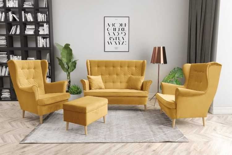 Komplet Uszak SOFA + 2 fotele+podnóżek dowolna kolorystyka /PRODUCENT