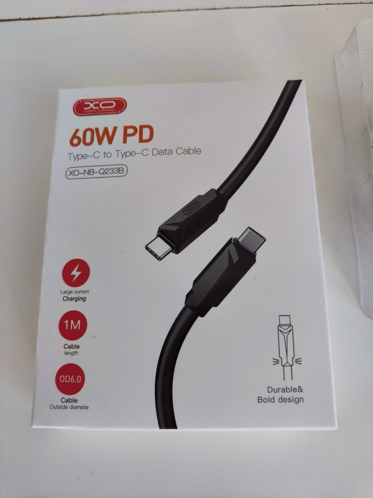 Nowy przewód, kabel USB typu C USB C - USB C, 1m, 60 W