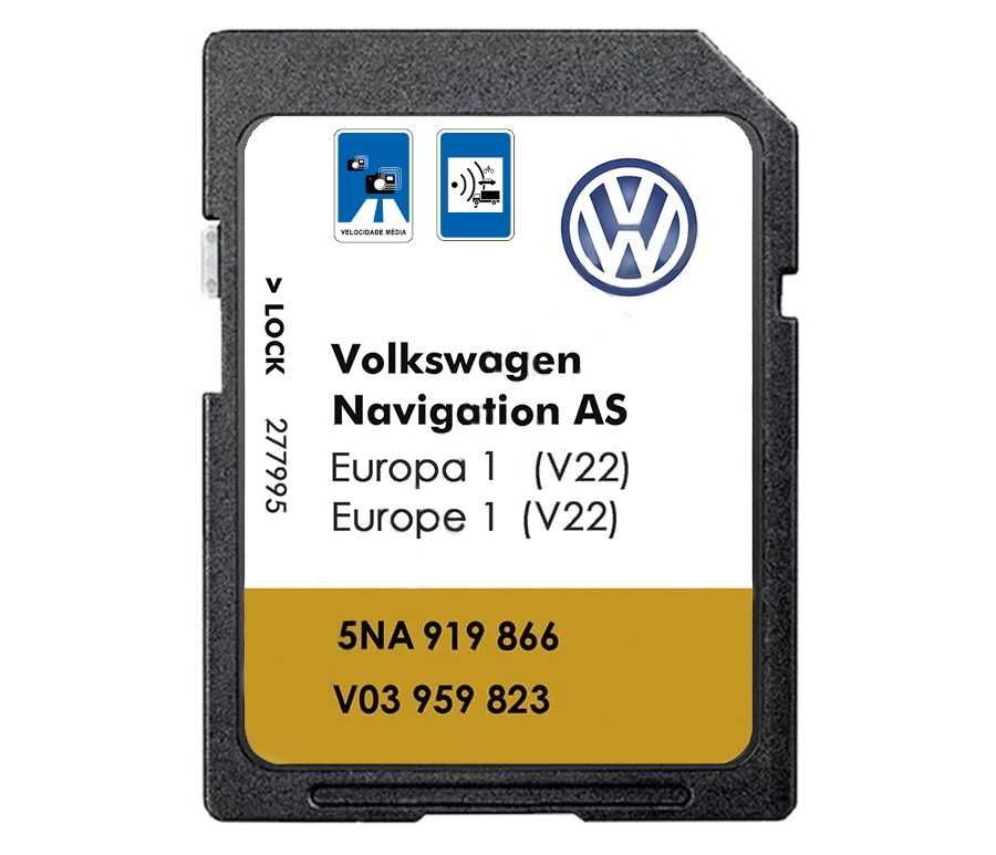 Cartão GPS VW Volkswagen MIB2 v22 2025/2026 Golf Passat +aviso radares