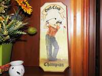 Dekoracyjny portret obraz na drewnie "Golf Club Champion"