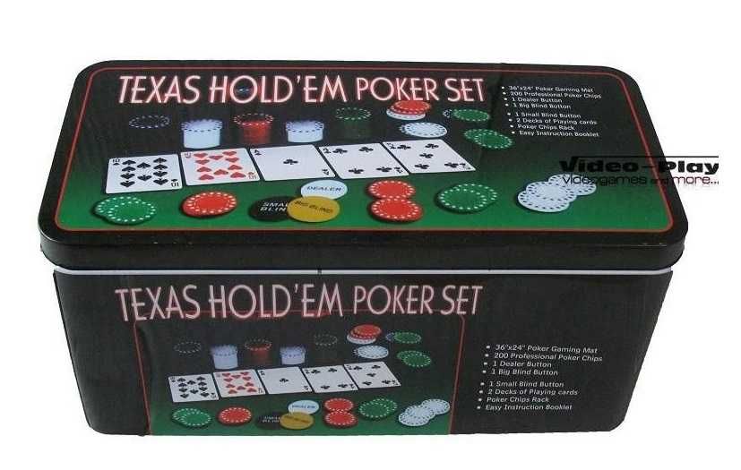 Zestaw Poker Texas Karty Mata Żetony 200szt *Gry Video-Play Wejherowo