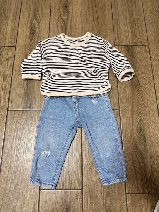 Образ для дівчинки 1-2р джинси Zara кофтинка в смужку