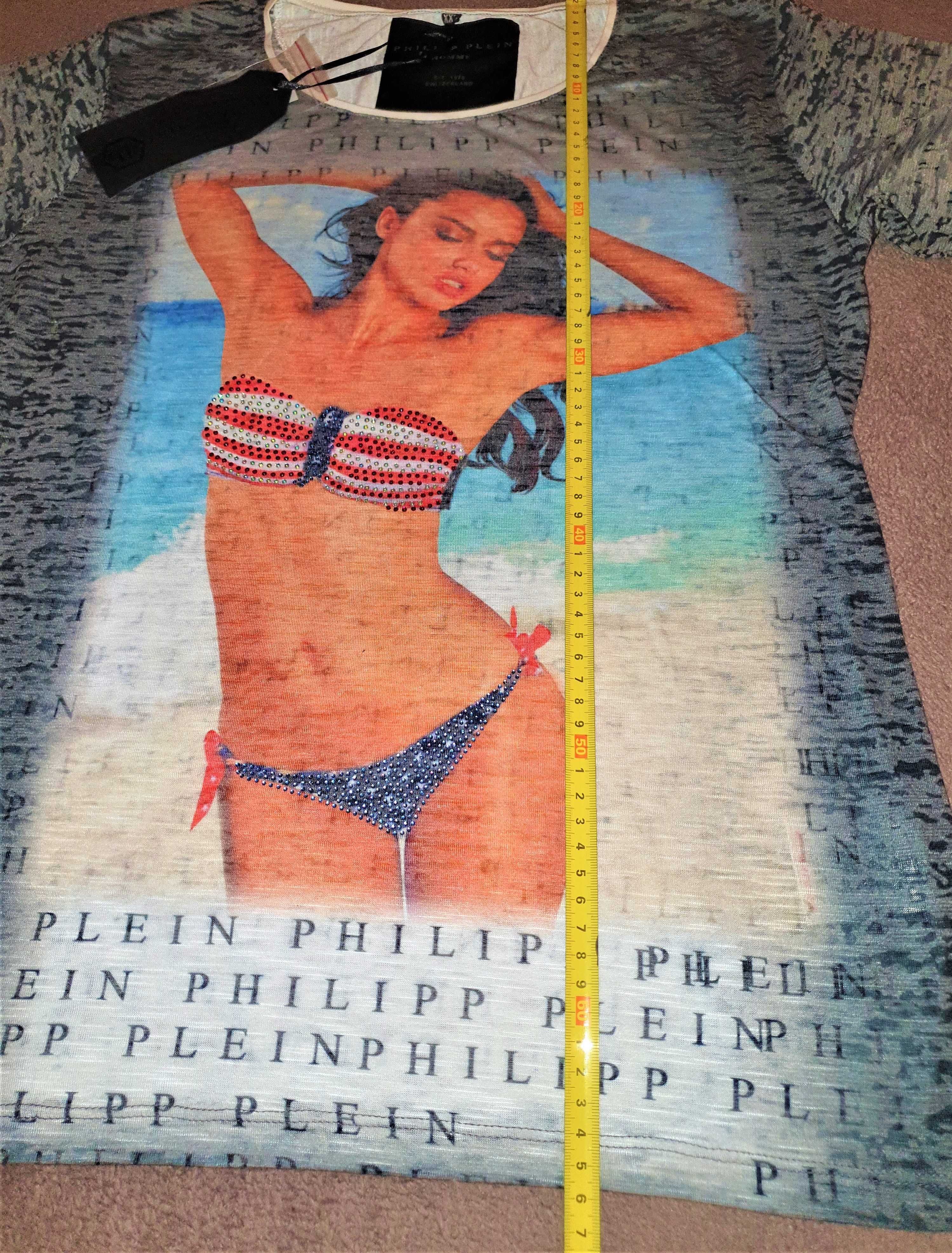 Nowy T-shirt Koszulka PHILIPP PLEIN szary melanż na prezent OKAZJA XXL