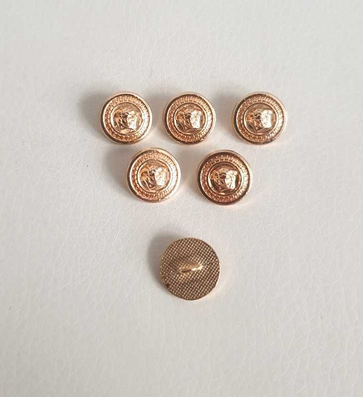 Guziki złote metal logo Meduza Versace małe średnica 1,2cm 6szt.