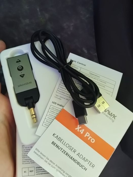 Адаптер maedhawk bluetooth 5.2 aux для автомобільної та домашньої стер