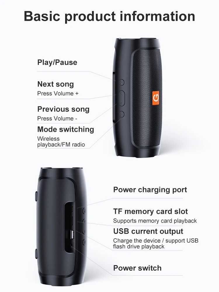 Głośnik Bluetooth Dual Speaker Stereo Przenośny Subwofer Bezprzewodowy
