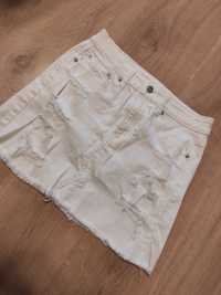 Biała spódnica jeansowa mini 34 XS