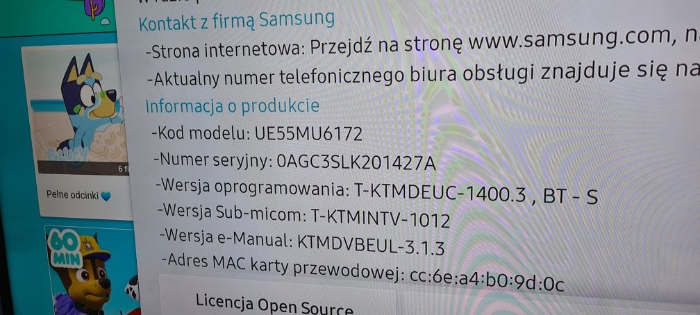 Telewizor Samsung UHD 55 cali UE55MU6172 w 100% sprawny