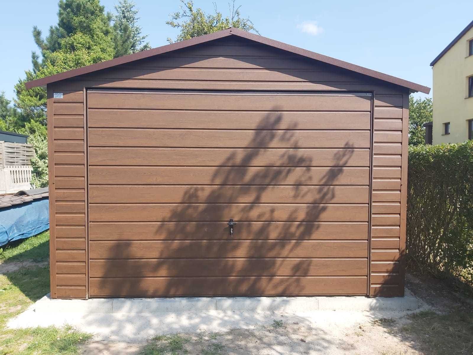 Garaż blaszany 3,5x5 PREMIUM ORZECH Garaże CAŁY KRAJ SZYBKI TERMIN rat