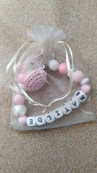 Prende Chupeta Mordedor em Silicone - Rosa (Nome: Matilde) NOVO