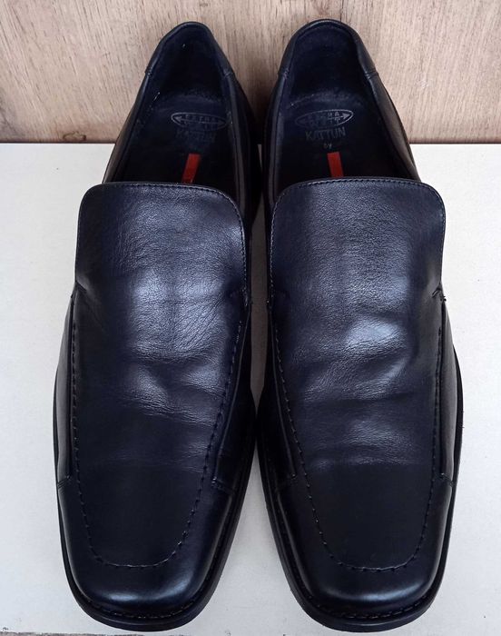 Німецькі натуральні шкіряні чоловічі туфлі, чорні лофери, демі, р. 41