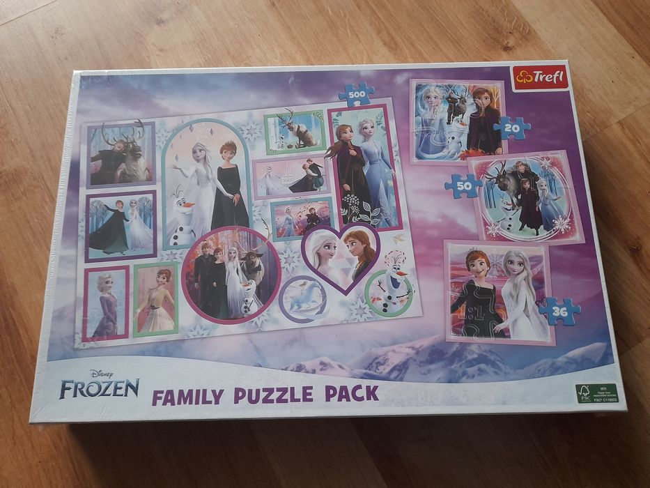 Nowe puzzle Frozen 4w1 , 500, 50, 36, 20 elementów