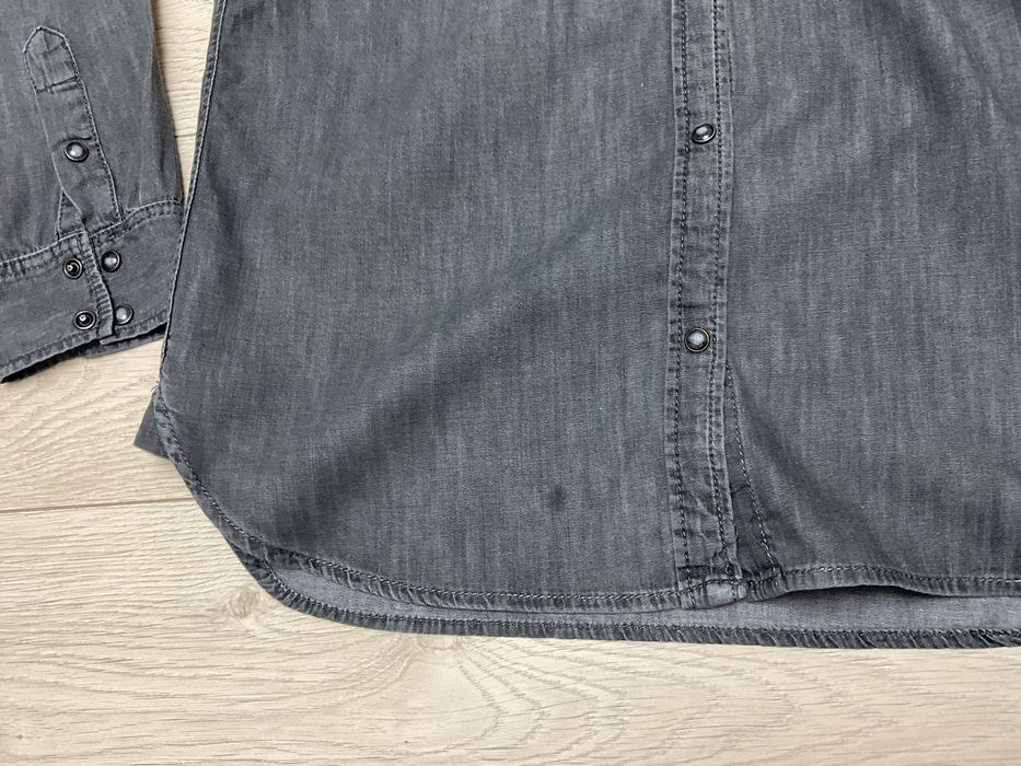 Allsaints koszula męska M szara a’la jeansowa z długim rękawem kapsle