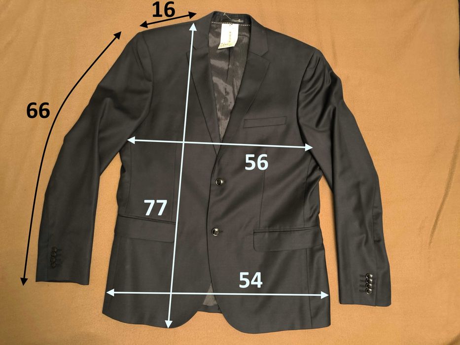 Піджак чоловічний H&M 52 M чорний 100% wool Regular fit