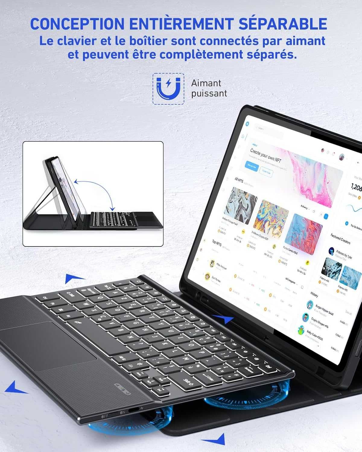 Doohoeek etui klawiatura touchpad LED Samsung Galaxy Tab S9 11" S9 FE