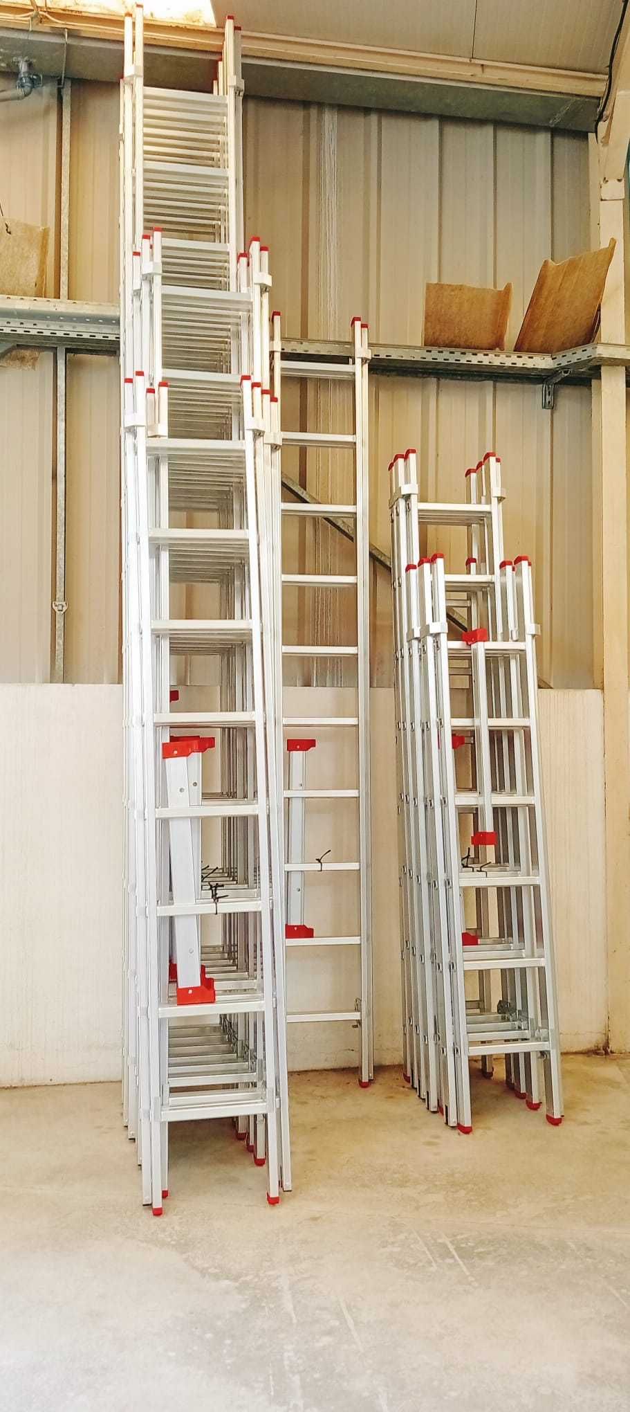 Escada Tripla Alumínio | 3.50m + 3.50m + 3.50m |Deg Redondo |D.FÁBRICA