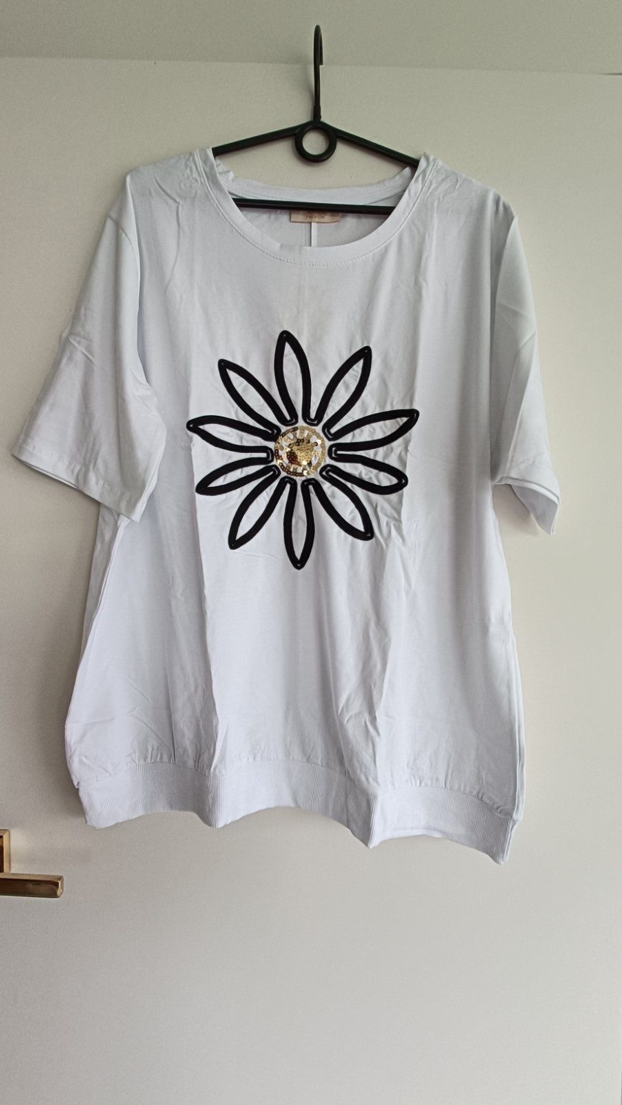 Bluzka, t-shirt, plus size, bawełniana, kwiat 48/50/52 WAWA