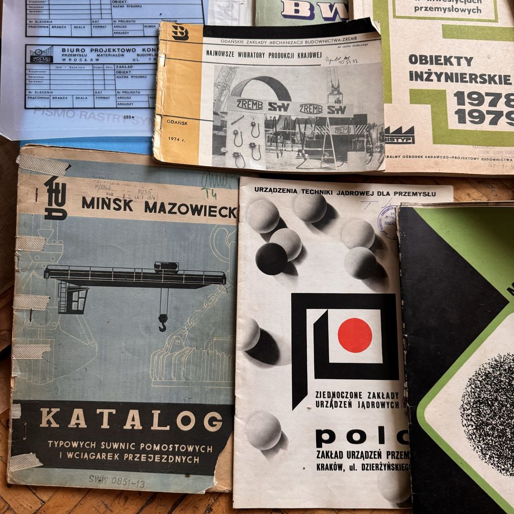 Stare katalogi inżynieryjne budowlane techniczne ZREMB polon prl antyk