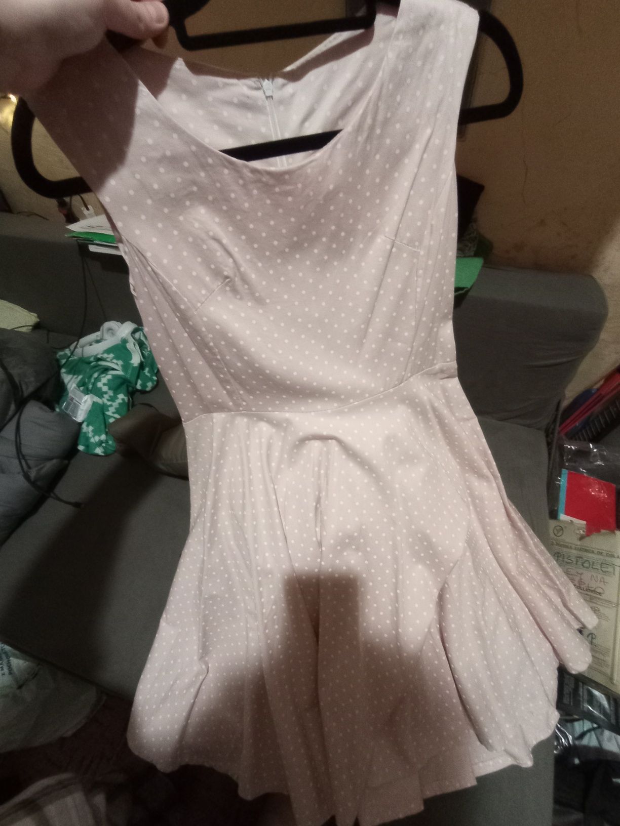 Sukienka różowa + białe bolerko