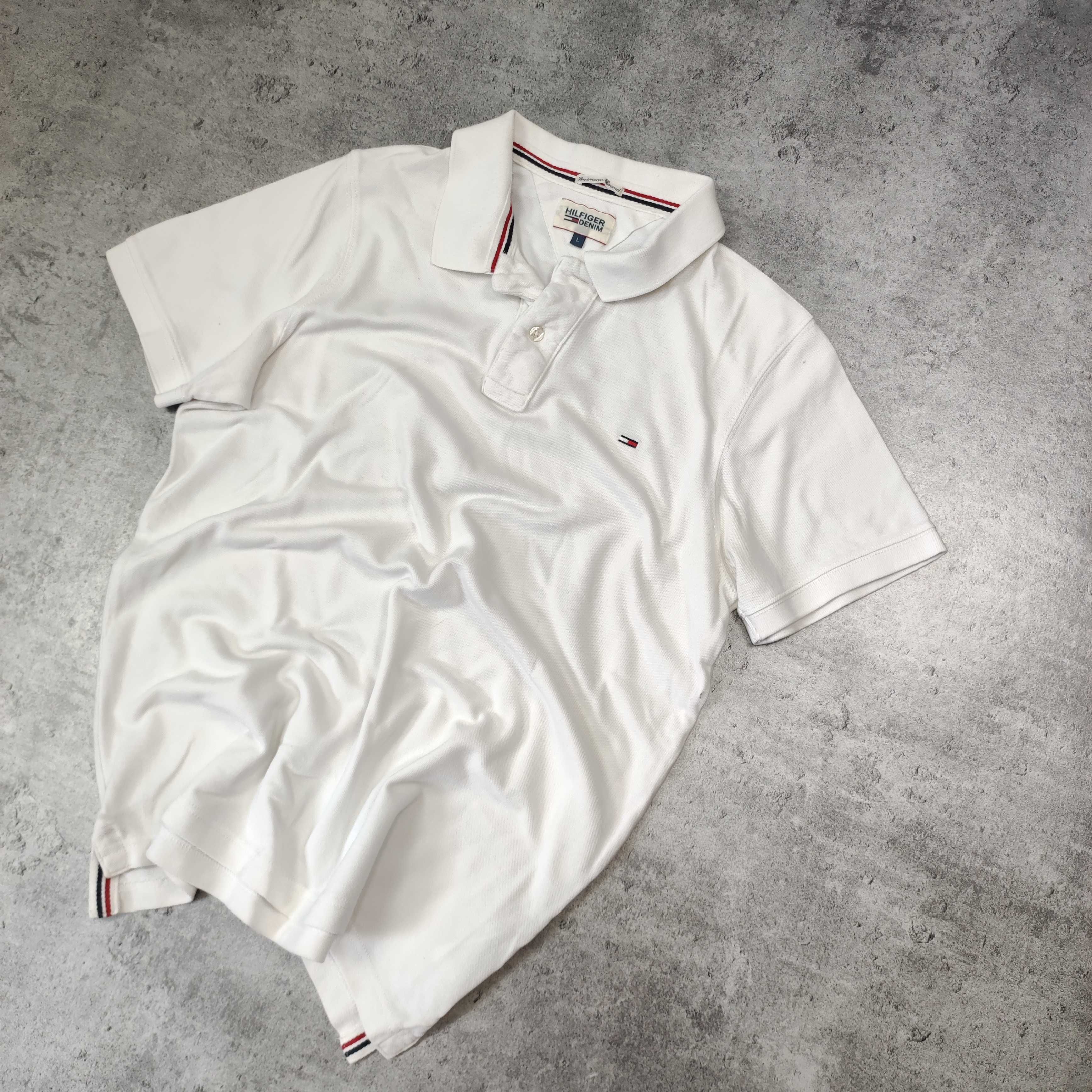 MĘSKA Koszulka Polo PREMIUM Biała Bawełna Tommy Hilfiger Denim Haft