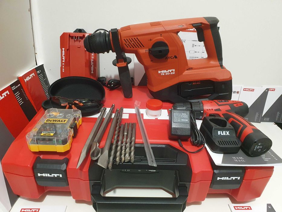 Narzedzia zestaw HILTI TE 30-22 NURON wiertarka+ wkretarka FLEX bity