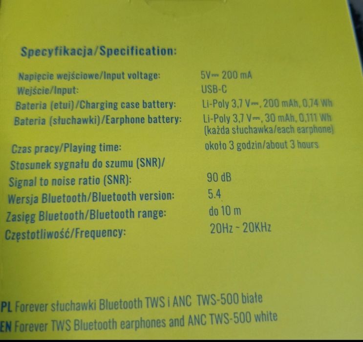 Słuchawki Bluetooth TWS/ANC