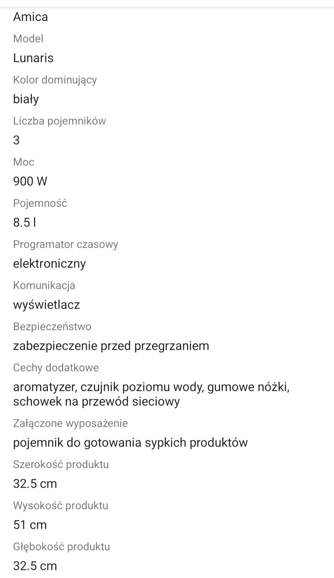Parowar Amica 3 piętrowy