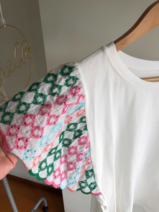 T-shirt com manga efeito boneca, Tamanho Único