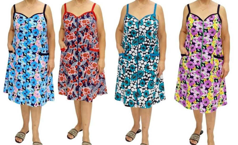 Якісний бавовняний халат на блискавці 44-64