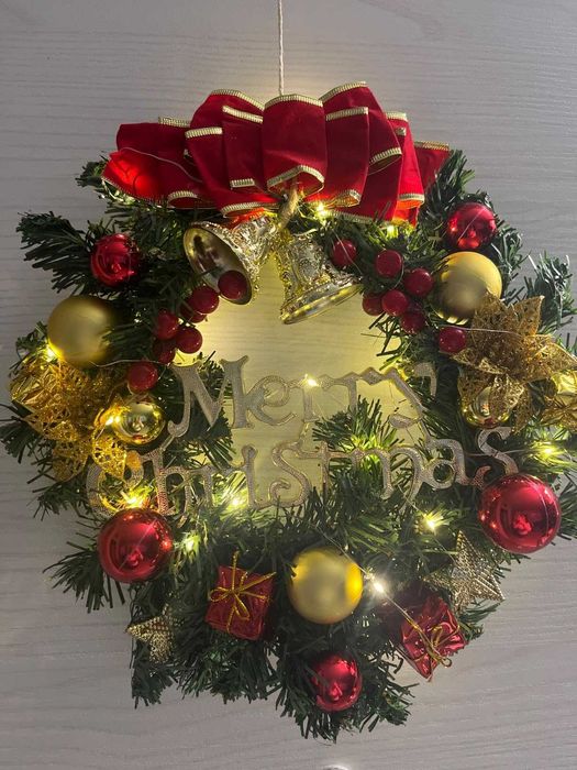 Coroa de Natal com Luzes LED 30 cm