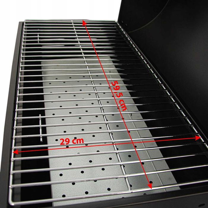 Grill węglowy beczka z pokrywą i rusztem 59,5x29 cm kółka przenośny