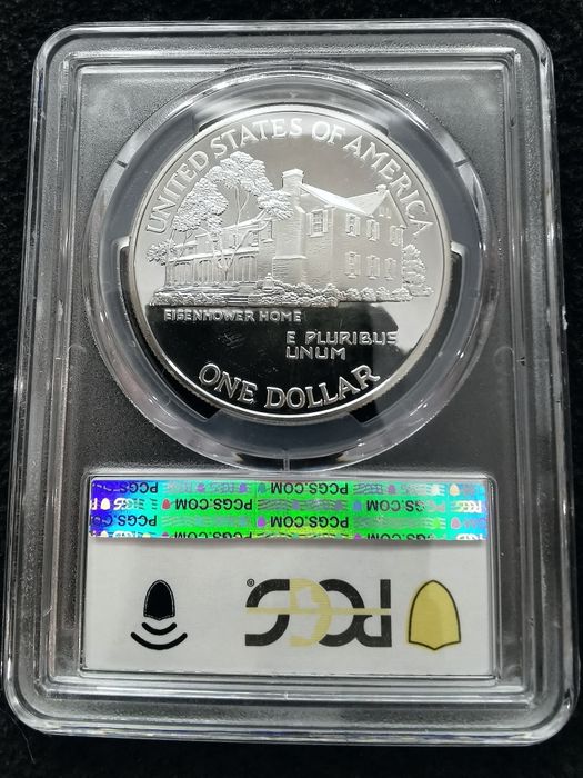 США 1 долар 1990р. 100р. Від народження Ейзенхауера. СРІБЛО. СЛАБ