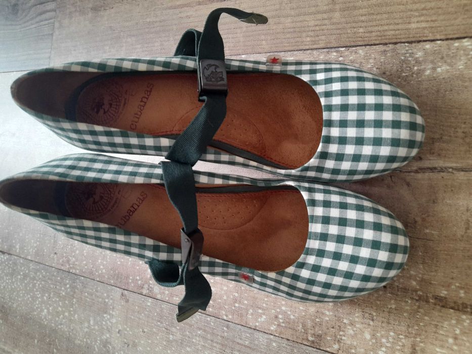 Cubanas salto aos quadrados verdes/brancos 40