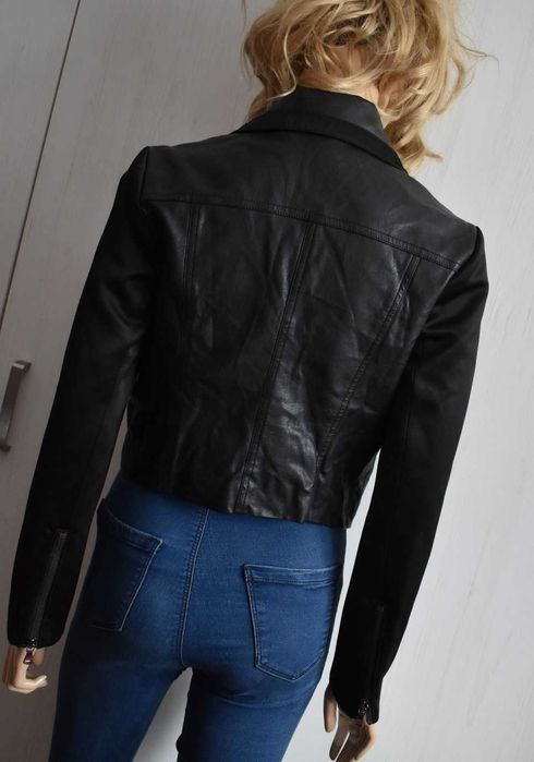 Kurtka XS S 34 ramoneska eko skórzana biker Sisley skóra pilotka