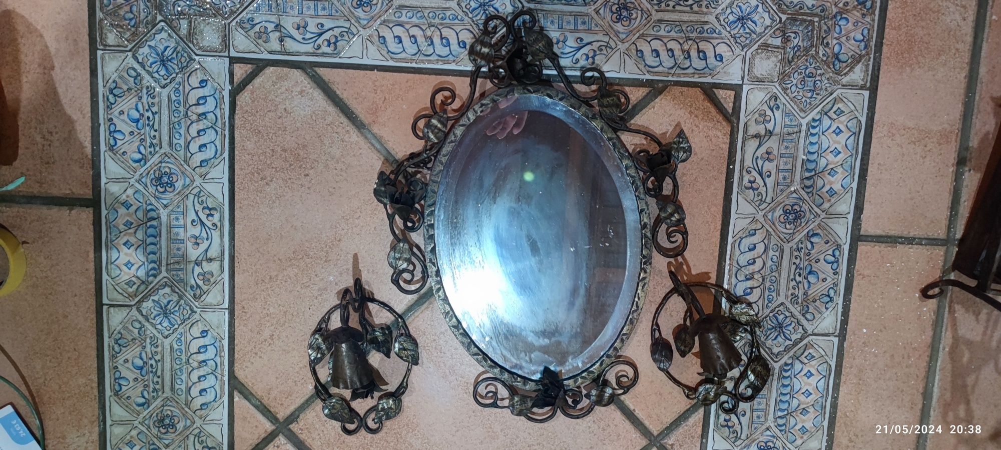Conjunto vintage, mesa se hall bengaleiro cabide com espelho, etc. Se