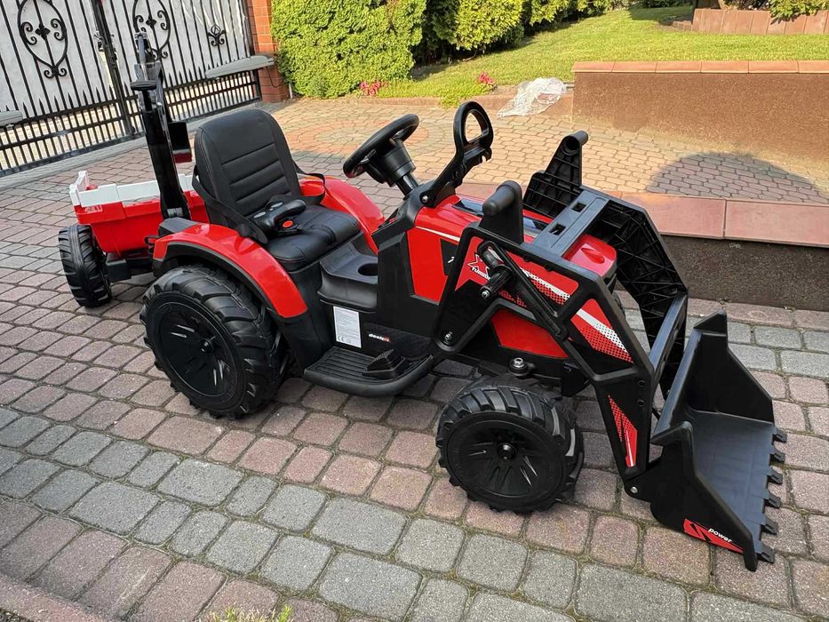 TRAKTOR na Akumulator z przyczepką Dla Dzieci 400W 24V Koparka Ciągnik