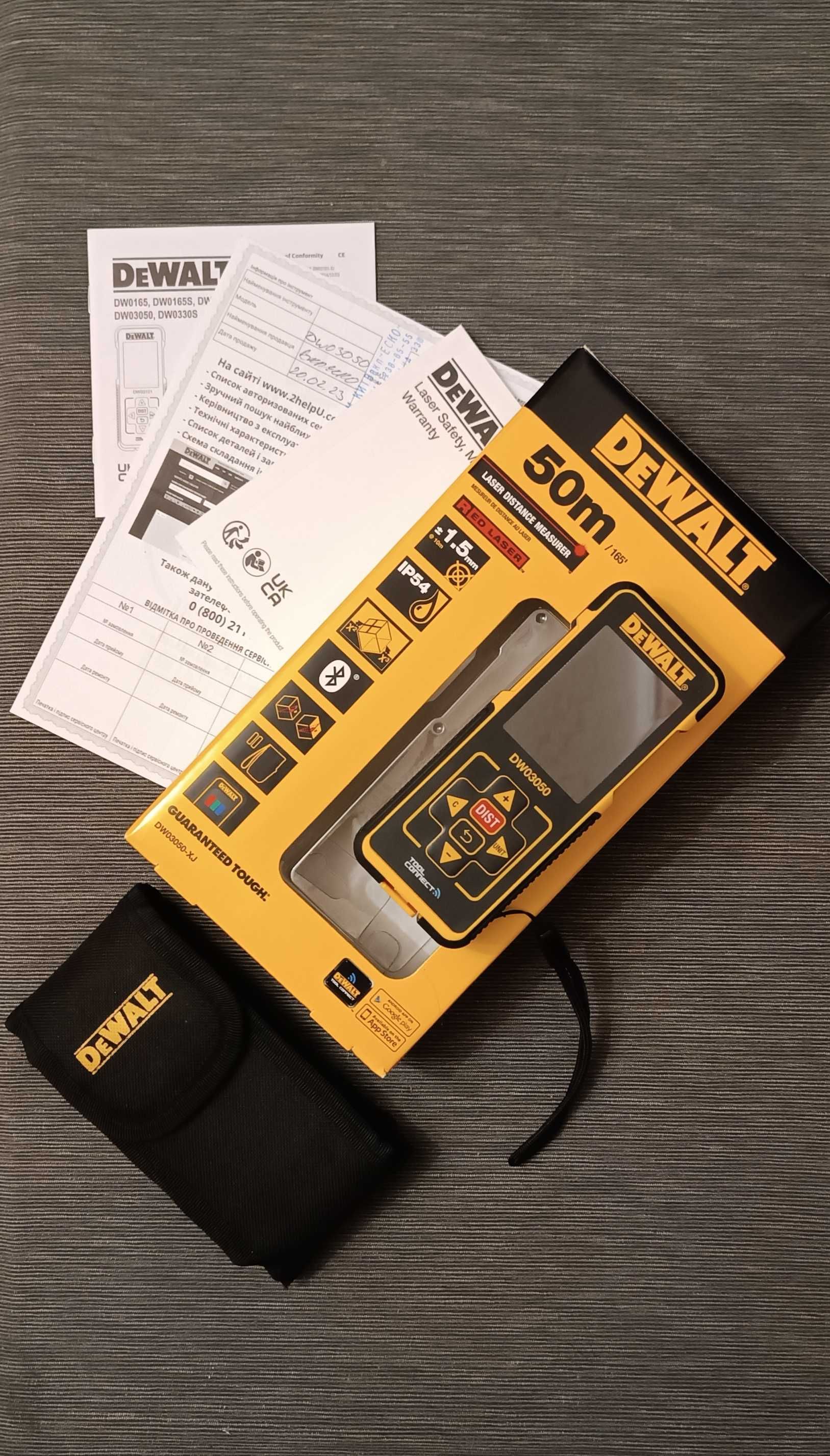 Лазерна рулетка/далекомір 50 м. БВ DEWALT DW03050-xj