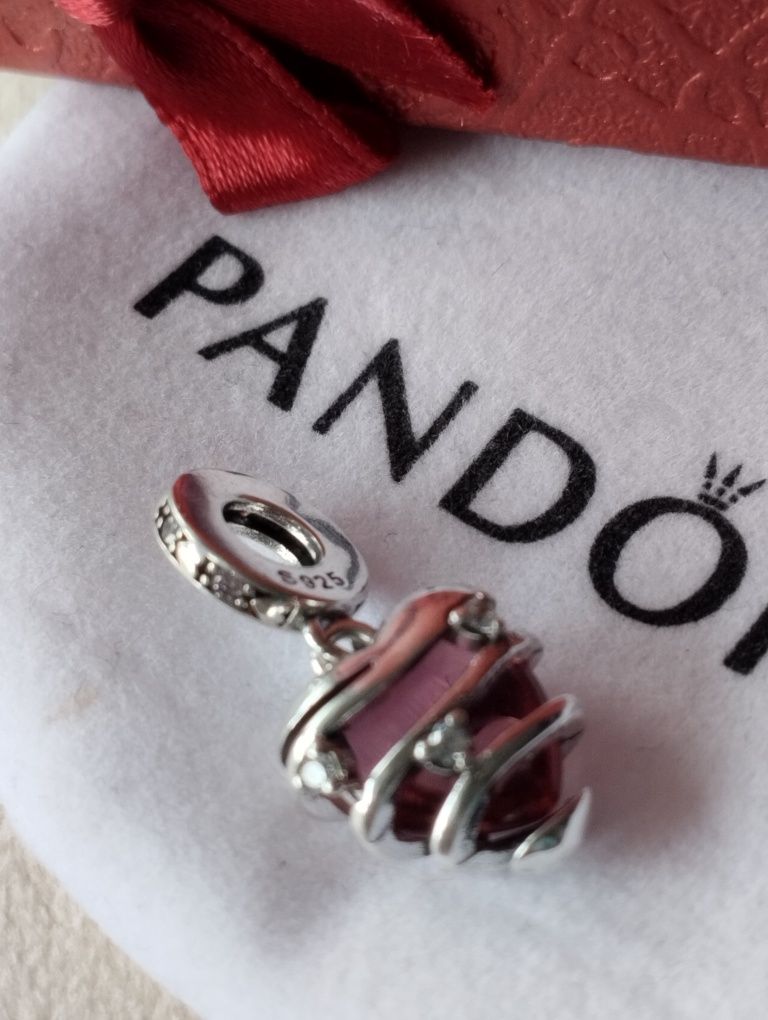 Charms serce cyrkonie jak Pandora 925 srebro nowy