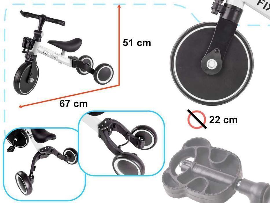 ROWEREK BIEGOWY Dla Dzieci Trójkołowy TRIKE FIX MINI z Pedałami 3W1