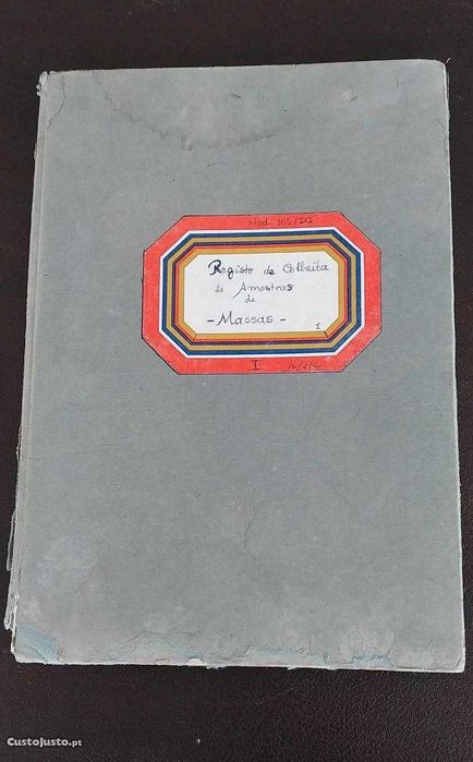 Antigo Livro de Registo de Amostras de Massas