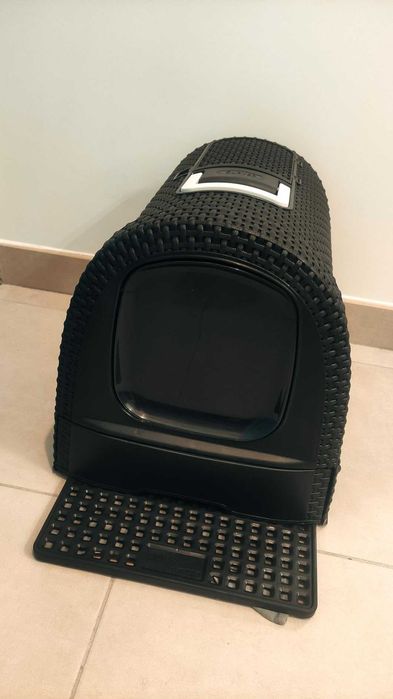 Nowoczesna kuweta dla kota kot dom zwierzęta ciemna duża rattan