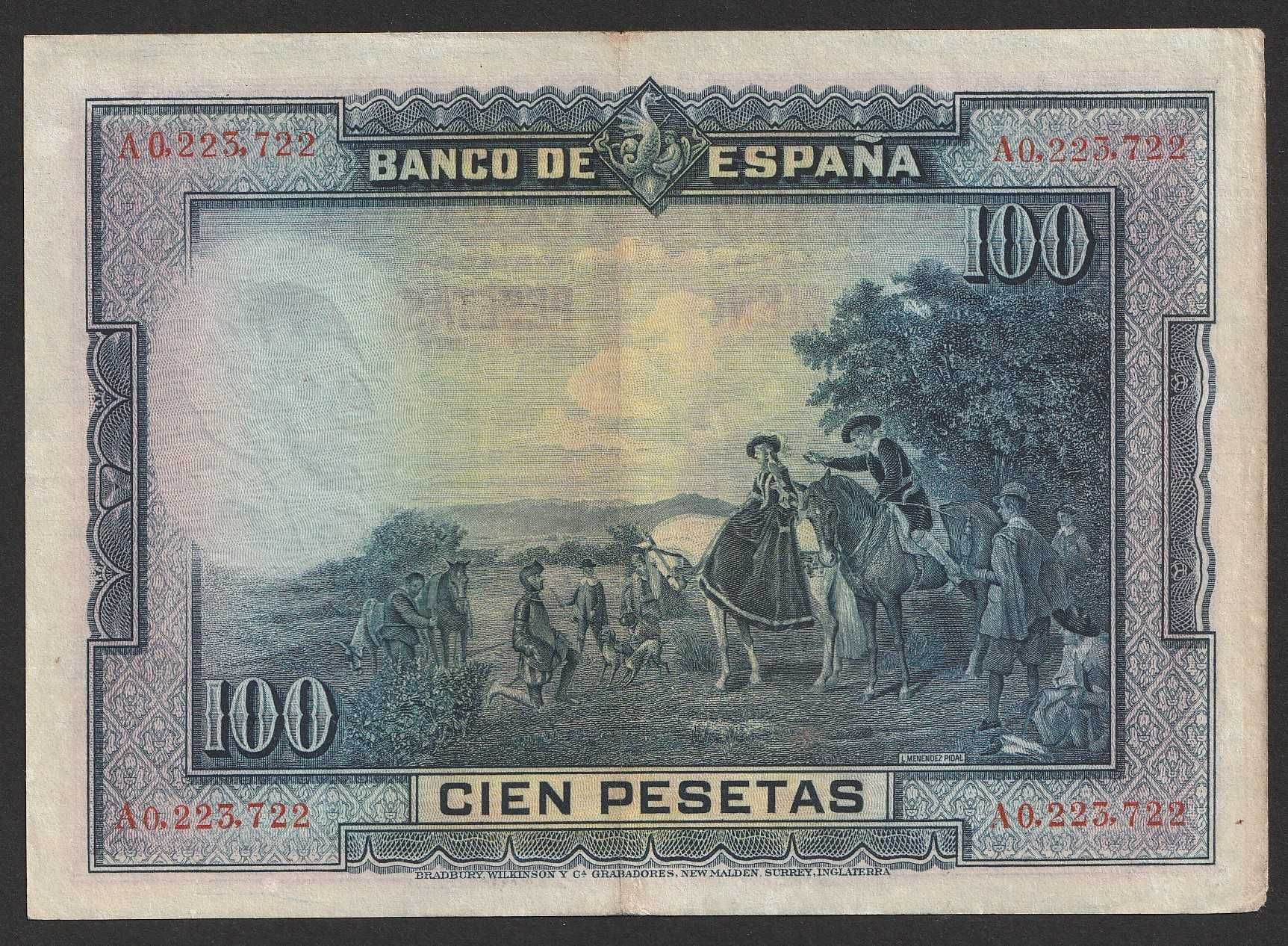 Hiszpania 100 peset 1928 - Miguel Cervantes - A0,