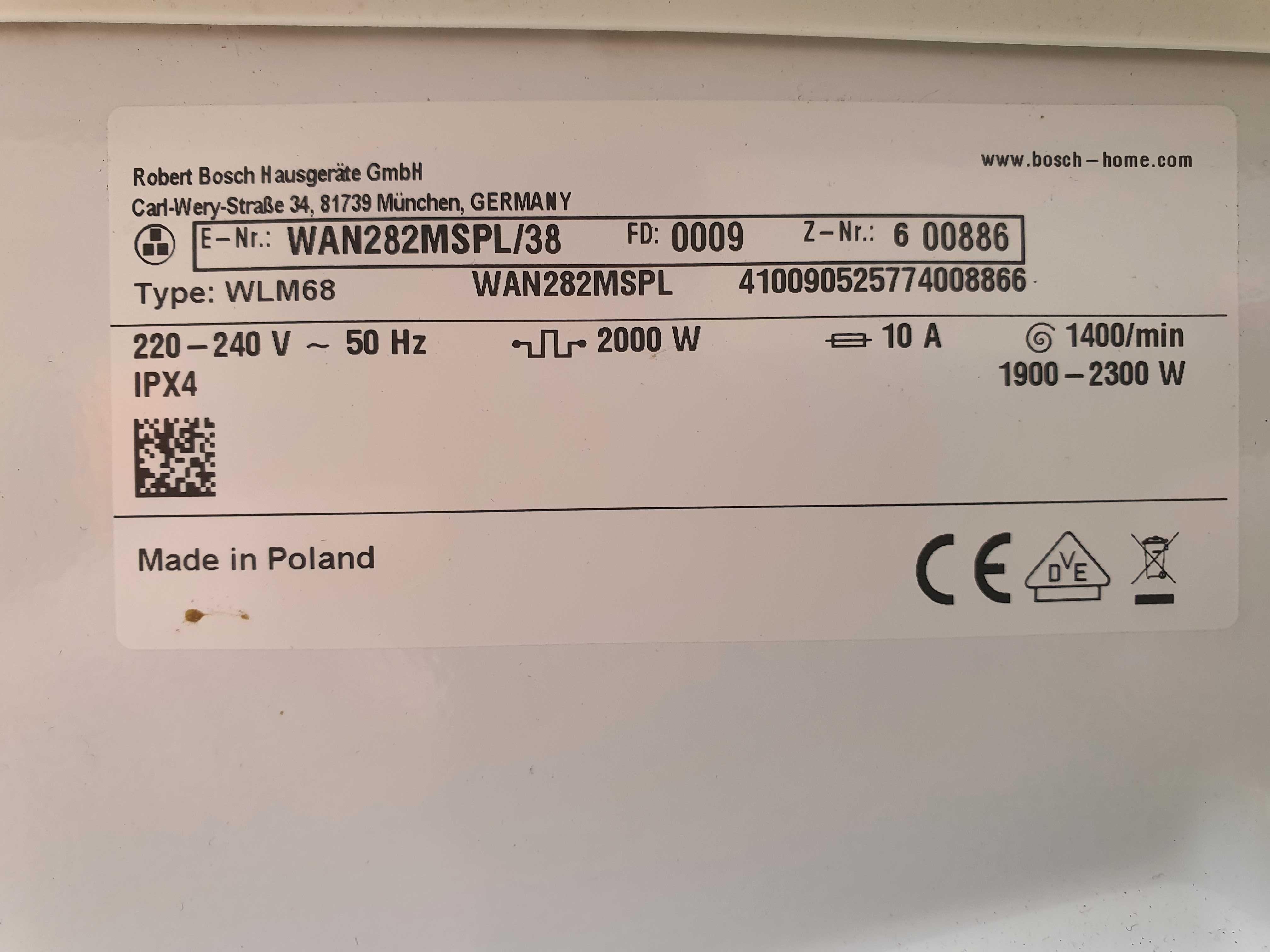 Pralka BOSCH WAN282MSPL 8kg 1400 obr EcoSilence Drive, SpeedPerfect
