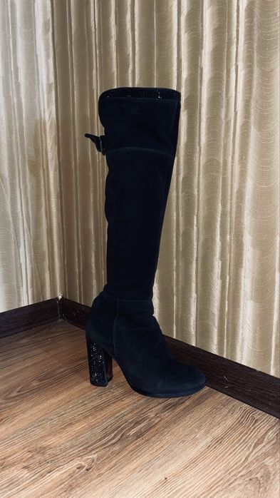 Сапоги замшеві натуральні Mea Balan чорні