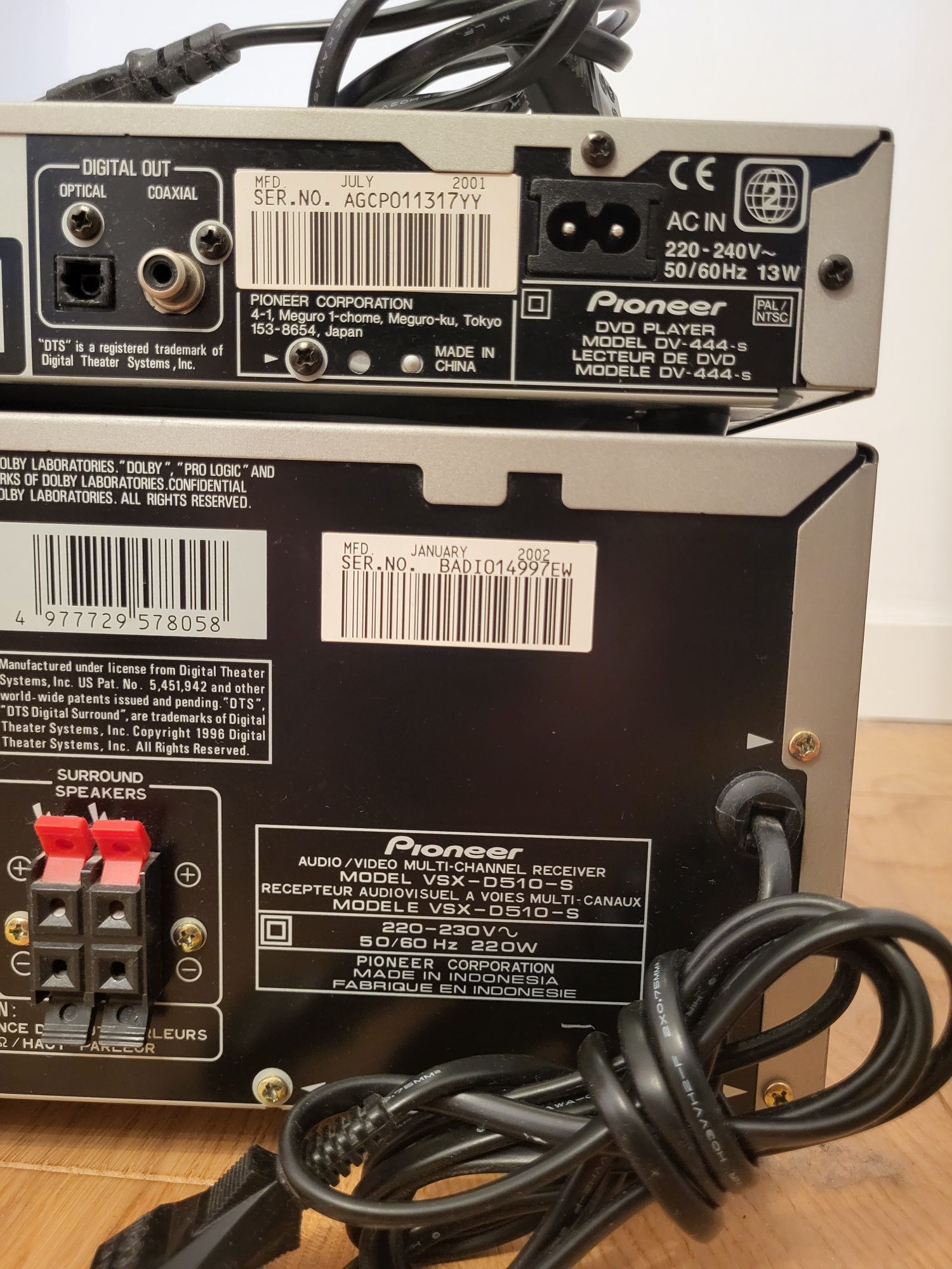 Kino domowe 5.0 - kolumny JAMO E470 + amplituner Pioneer VSX-D510 +DVD