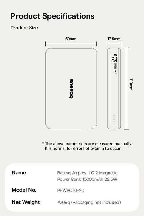 Магнитный повербанк Baseus Airpow II Qi2