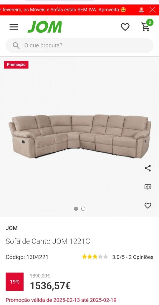 Sofa com chaise-longue